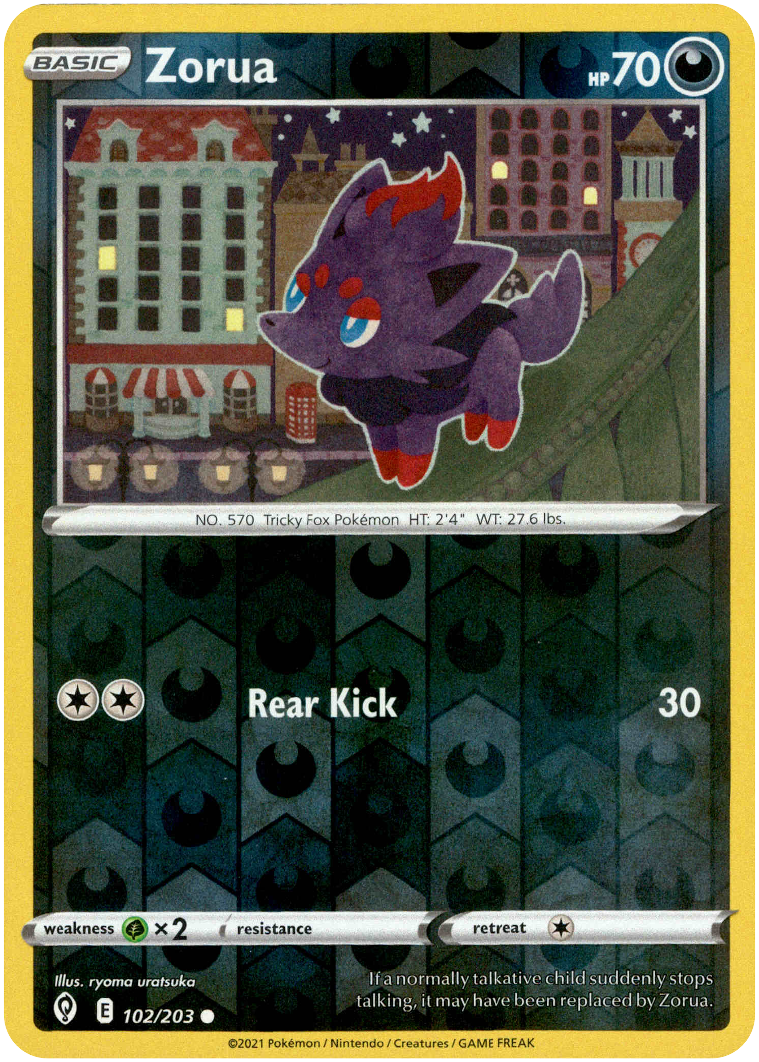 Zorua - 102/203 - Evolving Skies - Reverse Holo - Card Cavern